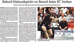 Kristof Hopp gibt Badmintontraining beim Sport-Club Itzehoe