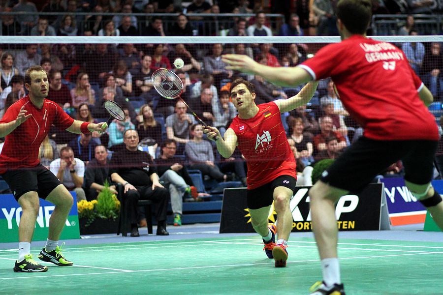 Daniel Benz, Andreas Heinz und Mark Lamsfuß, © Badmintonfotos von Frank Kossiski