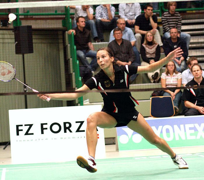 Sandra Marinello beim Badminton-Länderspiel Deutschland - England in Wuppertal, Foto: Frank Kossiski