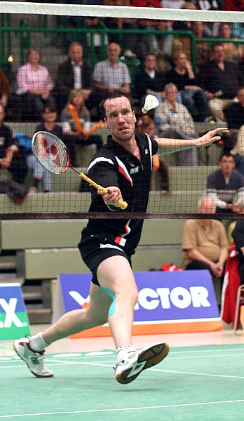 Ingo Kindervater beim Badminton-Länderspiel Deutschland - England in Wuppertal, Foto: Frank Kossiski