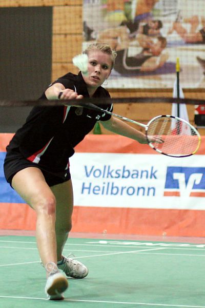 Carola Bott beim Badminton-Länderspiel Deutschland - England in Heilbronn, Foto: Frank Kossiski