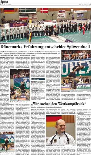 Norddeutsche Rundschau am 22.08.2008, Zur Vergrößerung des Zeitungsartikels bitte anklicken!